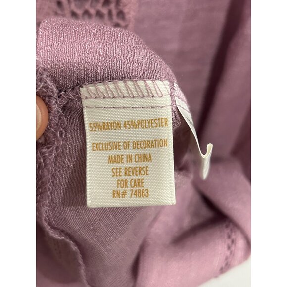 Adiva NWT Womens Mauve Short Sleeve Top Crochet Lace Detail Sz Medium - Picture 6 of 10